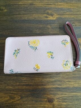 Coach Floral Zip-Around Wristlet Wallet